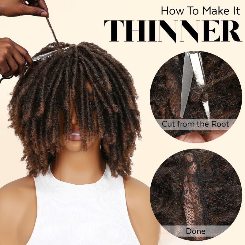 HANNE Dreadlock Wig Short Twist Braided Wigs for Black Women and Men Afro Curly Synthetic Wig Faux Locs Braided Crochet Hair Wigs (1B/30#) - Image 4